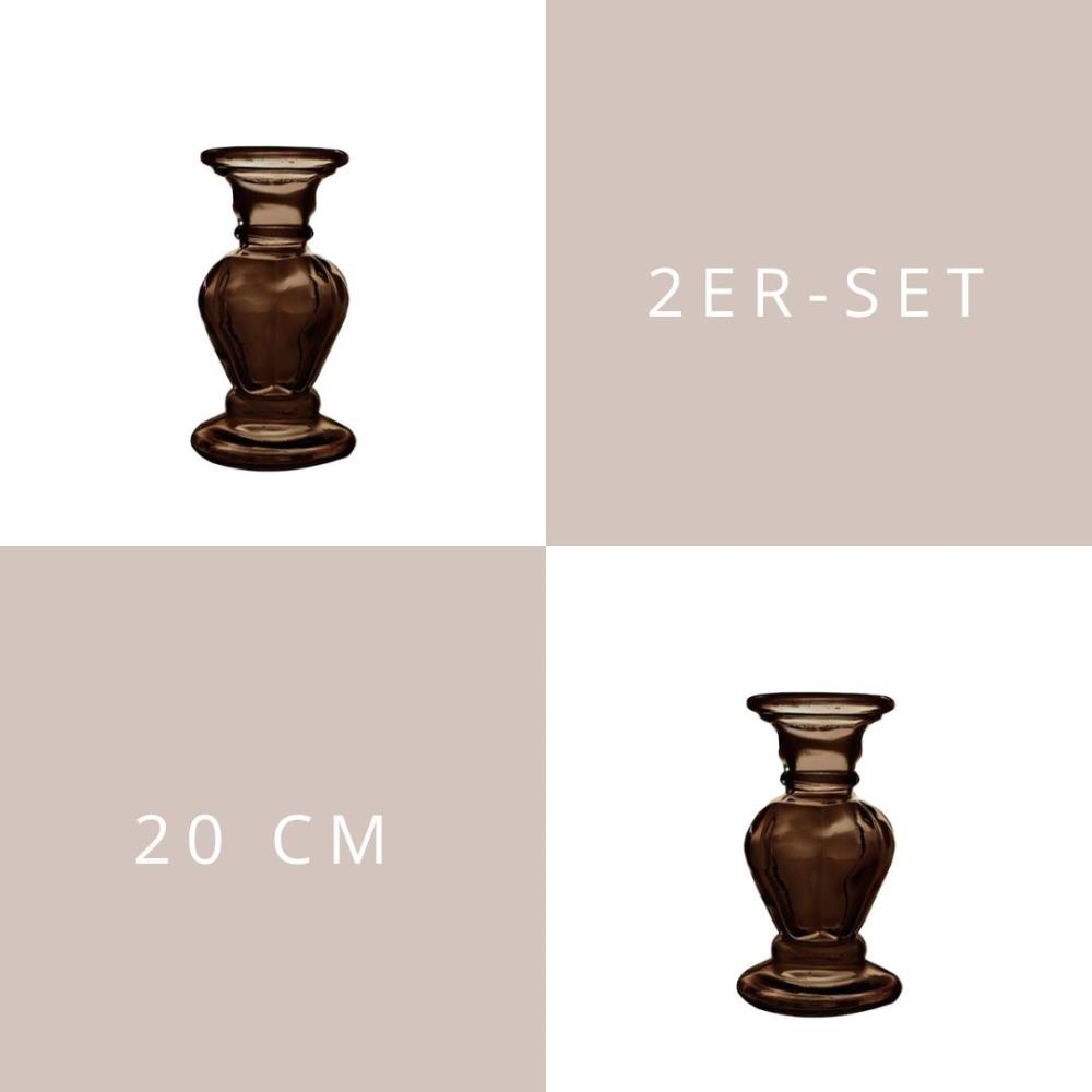 2er Set Kerzenleuchter ANADIR braun 20cm