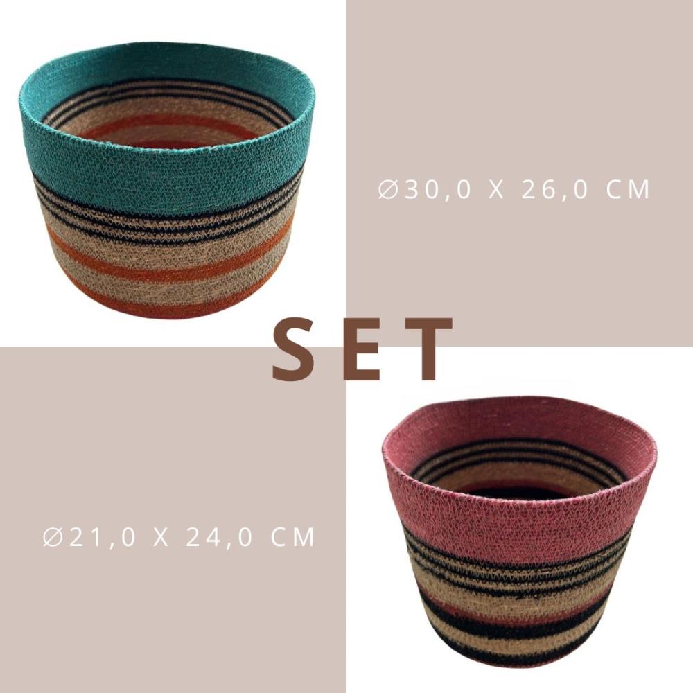 2er Set  Körbe geringelt bunt
