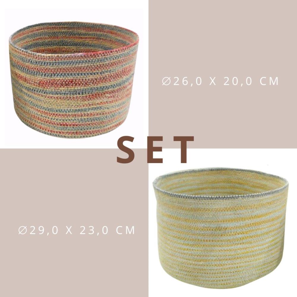 2er Set Körbe zylindrisch hell