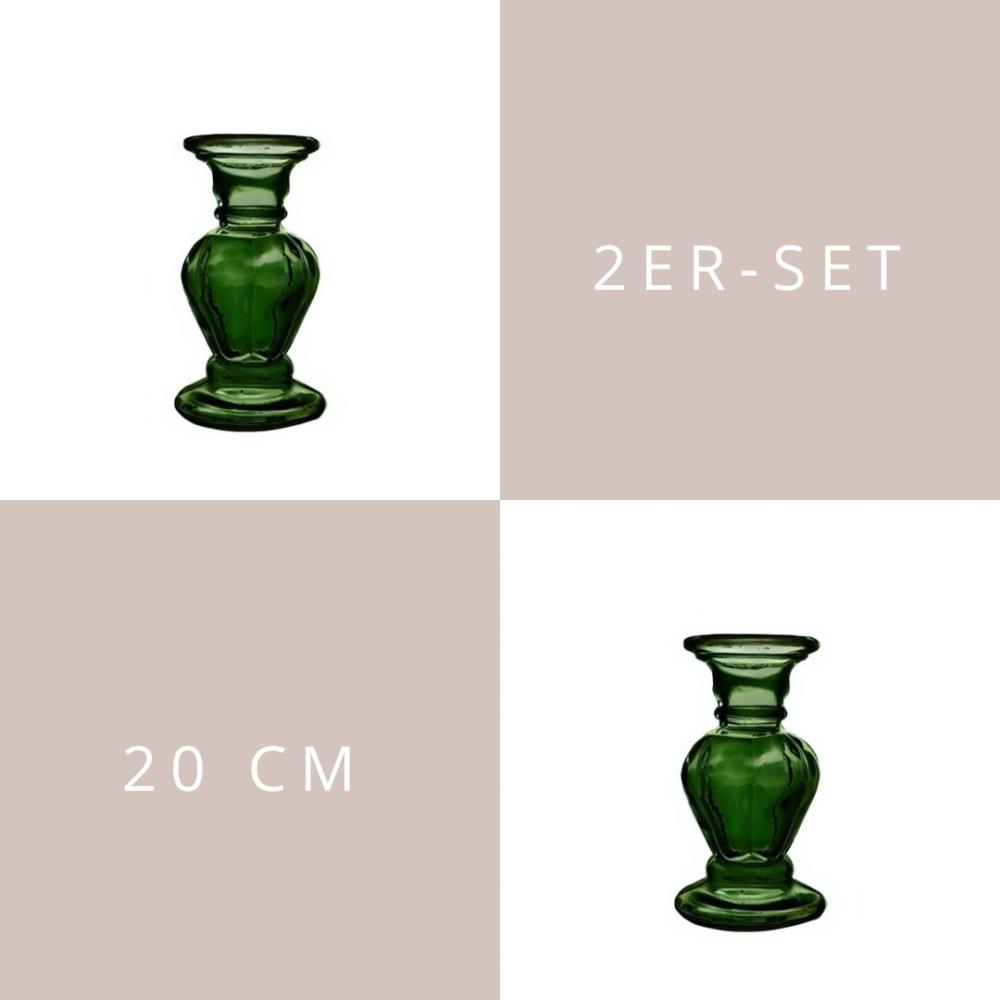 2er Set Kerzenleuchter ANADIR grün 20cm
