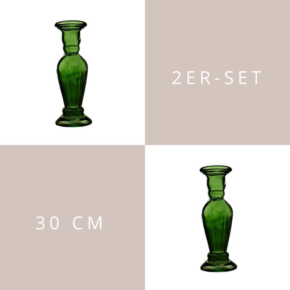2er Set Kerzenleuchter ANADIR grün 30cm
