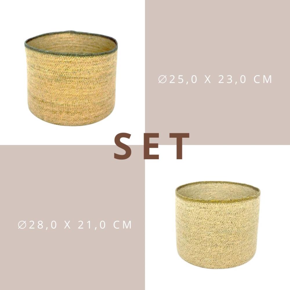 2er Set Körbe zylindrisch uni Rand