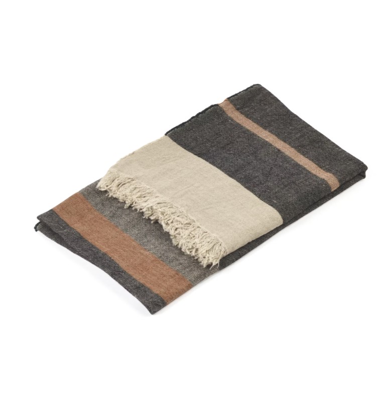 Decke & Strandtuch FOUTA black stripe